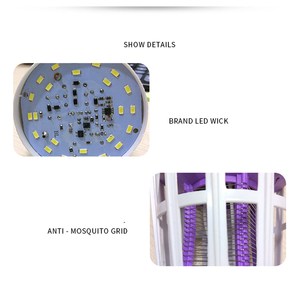 Двойной Применение Электрический светодиодный ночник мухобойка 220 V Светодиодный лампа комаров убийца свет 15 Вт E27 винт база противомоскитная лампа