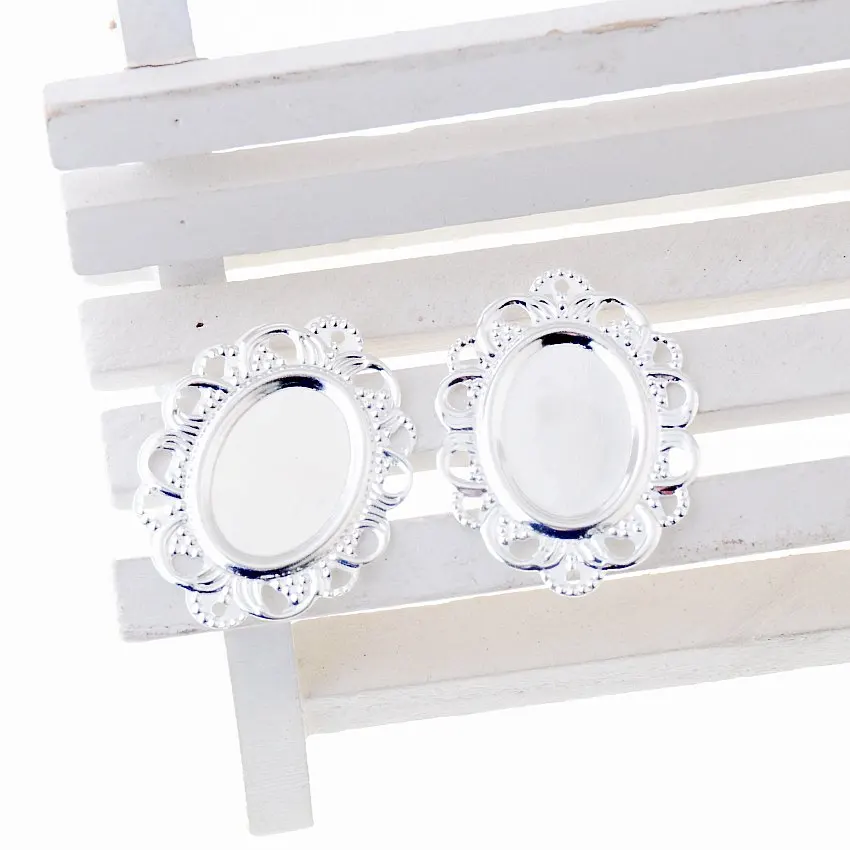 

MIAOCHI 100Pcs Filigree Cabochon Setting Wraps Connectors Crafts Decoration DIY Embellishments 32x24mm