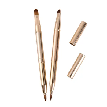 

Gold Make Up Cosmetics Tool Double-headed Makeup Brush Retractable Lip Brush Eye Liner Eyeshadow Foundation Brush