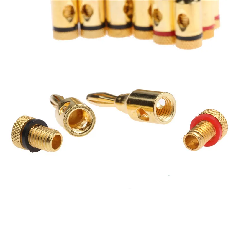 20Pcs 4mm 24k Gold-Plated Musical Cable Wire Banana Plug Audio Speaker Connector Plated Musical Speaker Cable Wire Pin Connector