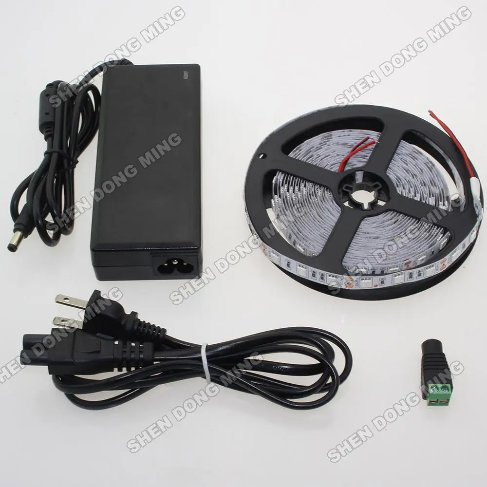Led Strip 5050 Smd Enkele Kleur Flexibele Led Lint 300Leds/5M + 12 V 6 Een Power supply + Dc