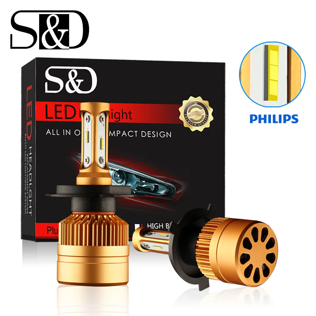 On Sale 2Pcs H4 LED H7 H11 H8 9006 HB4 H1 H3 HB3 H9 H27 Car Headlight 