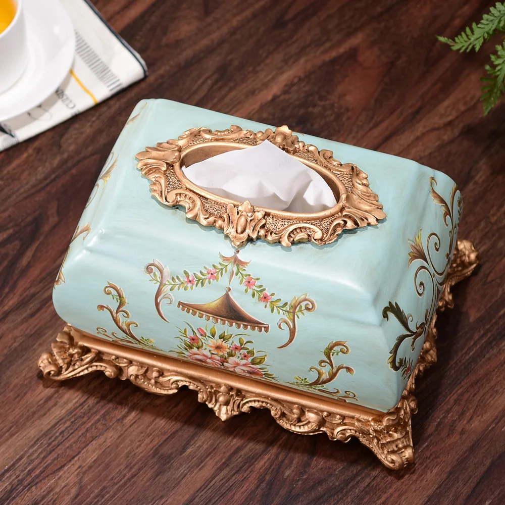 

Creative Arts Retro Luxury Tissue Box Home Decor Hand-painted American Country Desktop Paper Storage Box Ceramic Gift 6ZJ022