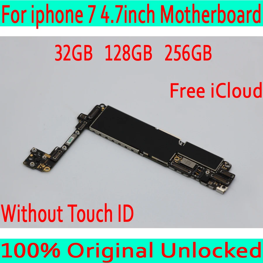 

32GB 128GB 256GB Original unlocked for iphone 7 Motherboard without Touch ID,No iCloud for iphone 7 Mainboard with Full Chips