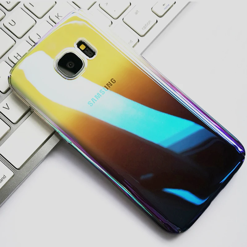 Роскошный Блестящий Телефон чехол для Galaxy S8 Plus S7 Edge градиентный цвет Жесткий ПК