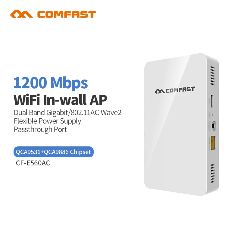 

COMFAST CF-E560AC 1200Mbs Wall Embedded AP Router 2.4G 5.8G Dual Band Wireless WIFI Wave2 Access Point USB Charger +5* RJ45 Port