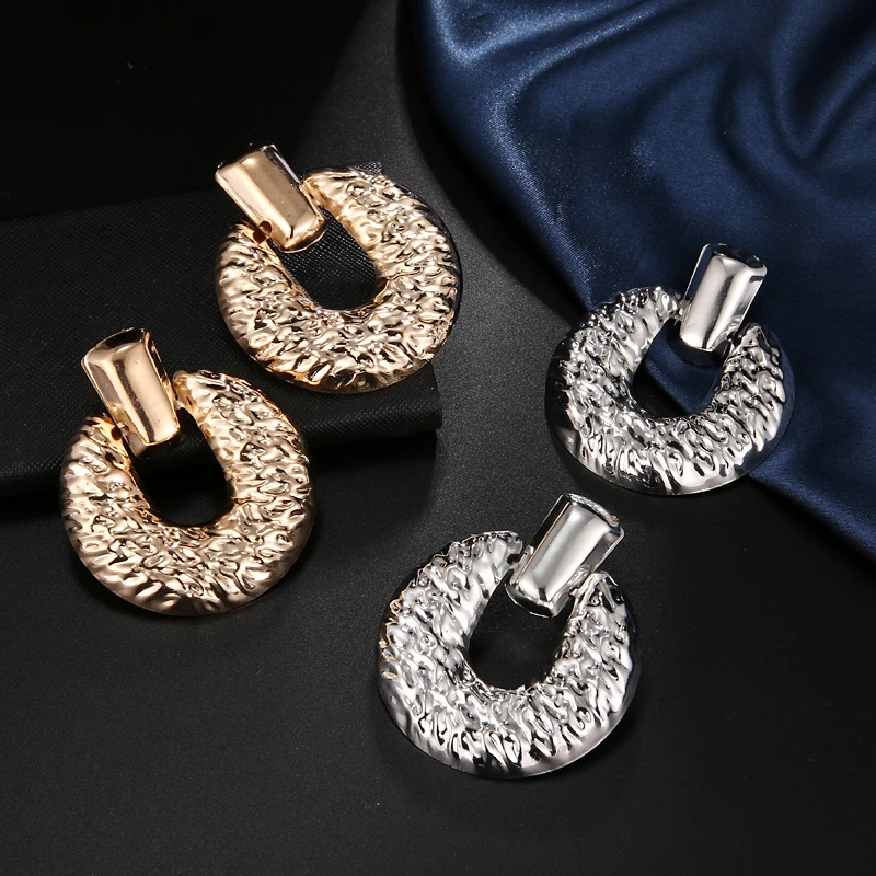 

Korean Fashion Gold Sliver Big Hollow Round Dangle Earrings For Women Girl Simple Statement Long Drop Earrings Gift Wholesale