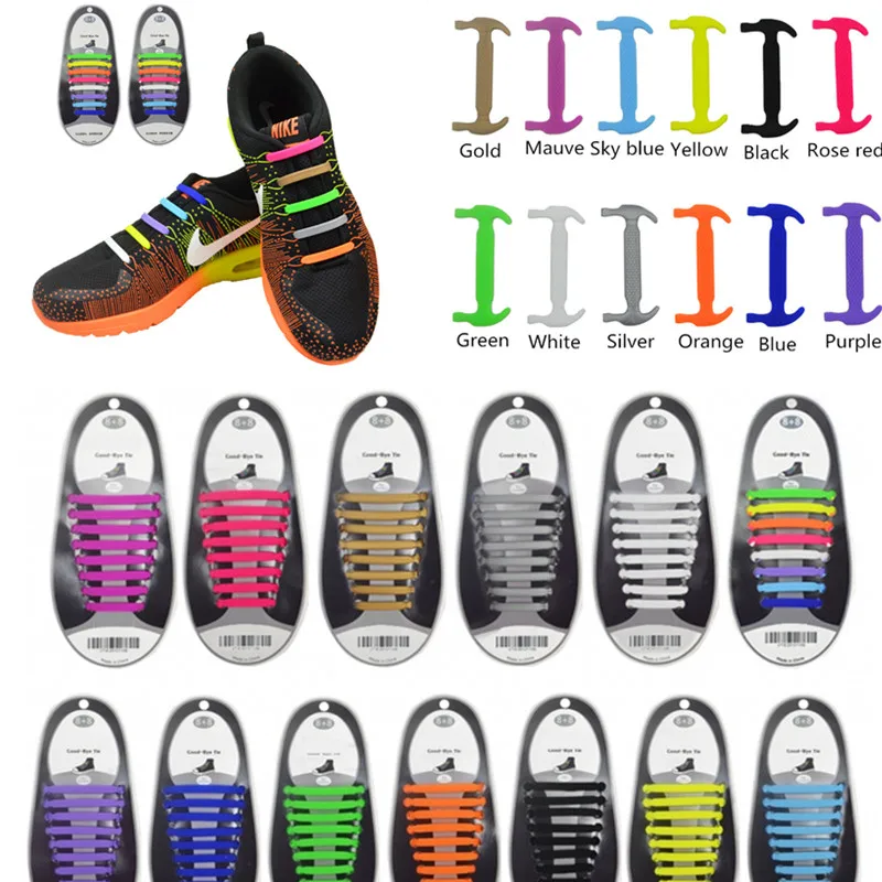 

16Pcs/Set Unisex Women Men No Tie Shoelaces Athletic Running Elastic Silicone Shoe laces Sneakers Fit Strap Wholesale Hot 11 11