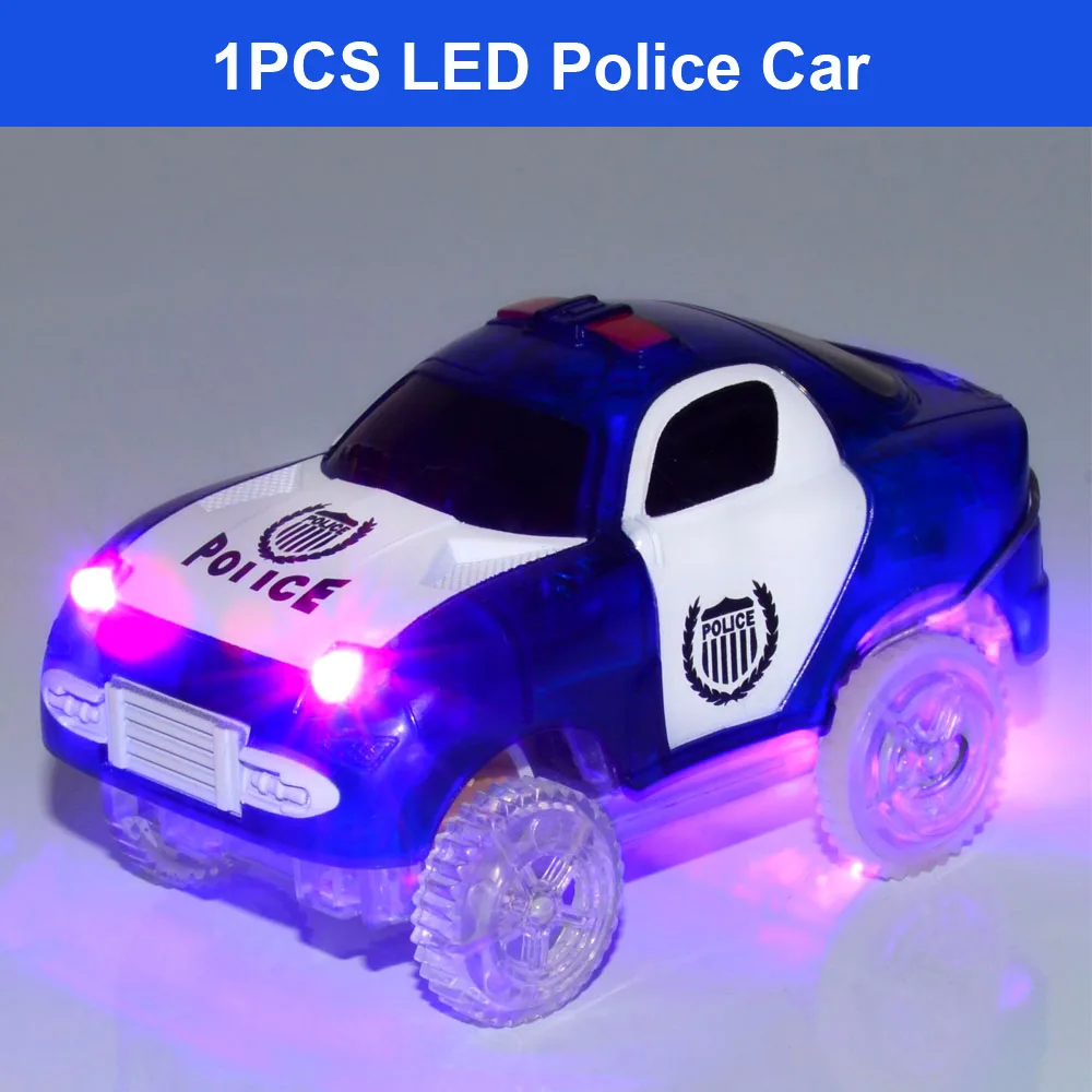 1PC Police Car DIY железная дорога магический гоночный трек игровой набор изгиб гибкий гоночный трек электронный флэш-светильник Развивающие игрушки для детей мальчиков - Цвет: 1PC Police Car