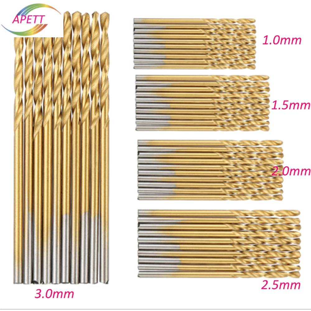 

50Pcs /set HSS 4241 High Speed Steel Drill Bit Set Tool 1/1.5/2/2.5/3mm APETT