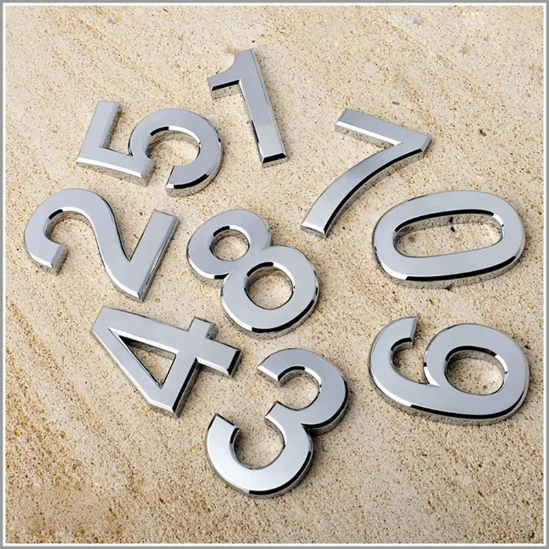 

50x30x60mm New Reflective Silver House Hotel Door Address Plaque Number Digits Sticker Plate Sign Room Number Car Address Number