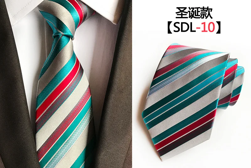 2019 Новый Для мужчин модные синий и красный цвета Зеленый Полосатый жаккардовые галстуки шелк 8 см шелковый галстук Рождественский подарок
