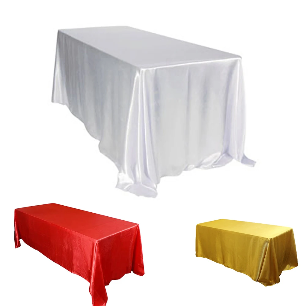 

10pcs Satin Fabric Rectangular Tablecloth Hotel Banquet Table Cloth Cover For Wedding Birthday Party Home Decoration Supplies