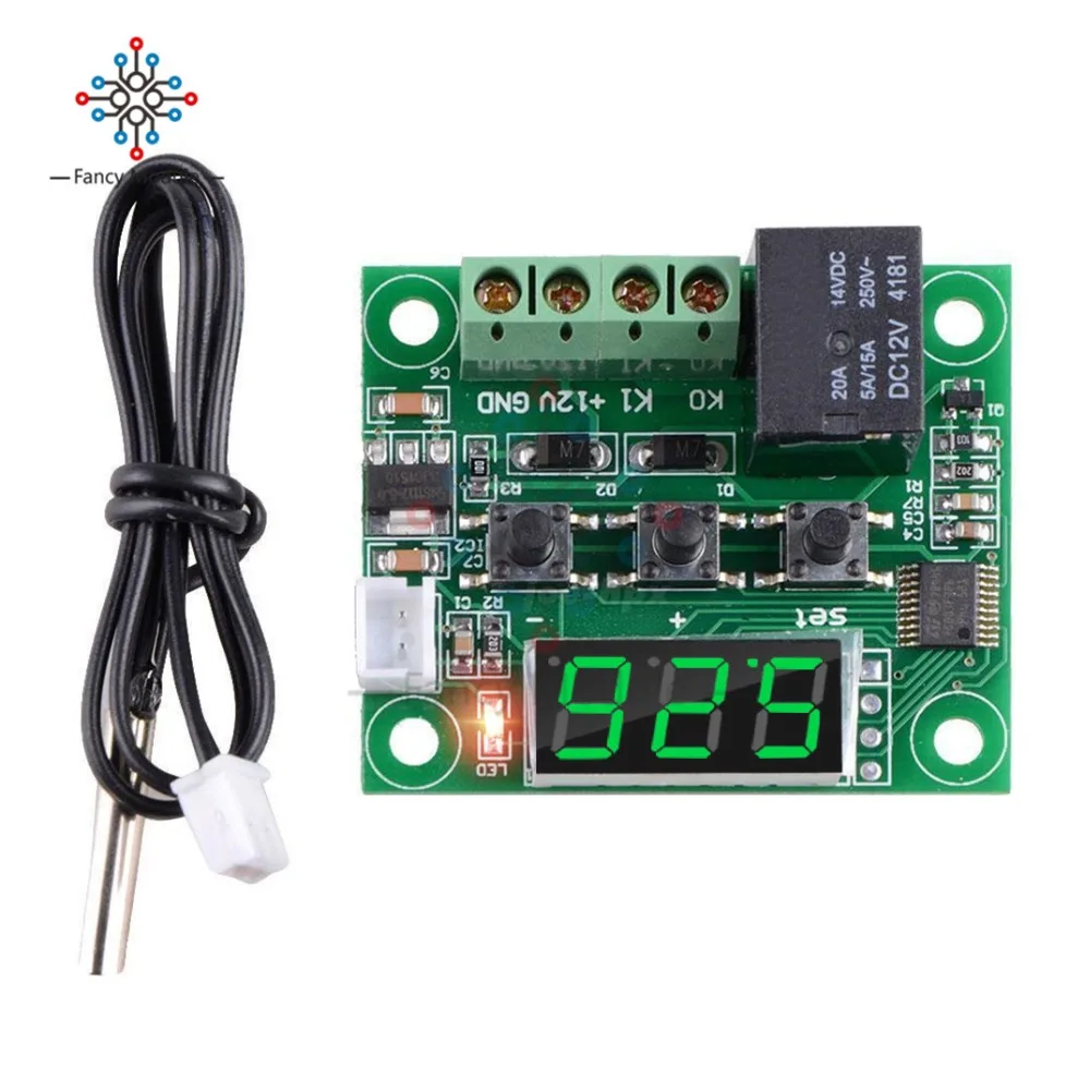 

W1209 DC 12V Green LED Digital Thermostat Temperature Control Thermometer Thermo Controller Switch Module Waterproof NTC Sensor