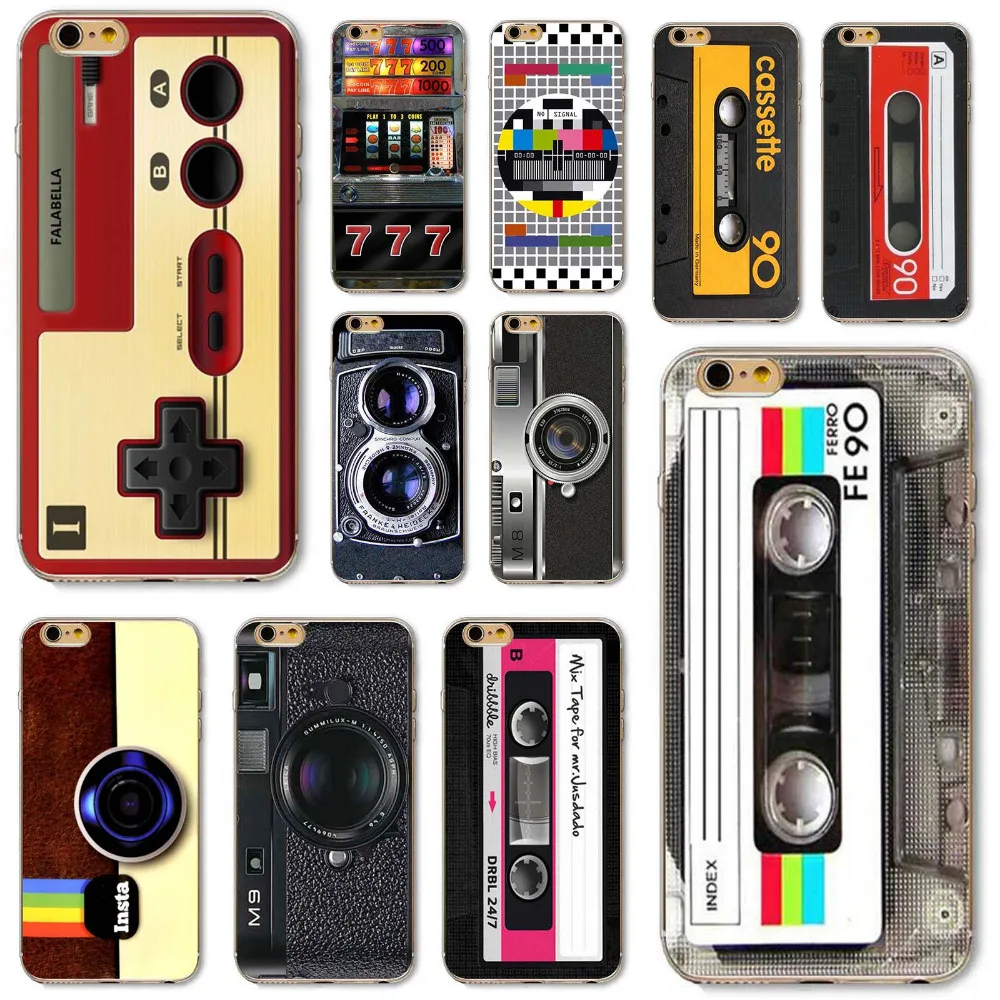 Soft Silicon Back Case For iPhone 4 4S 5 5S SE 5C 6 6S 6Plus 6s Plus Ultra Thin Vintage Art Phone Case Audiotape Camera Painting