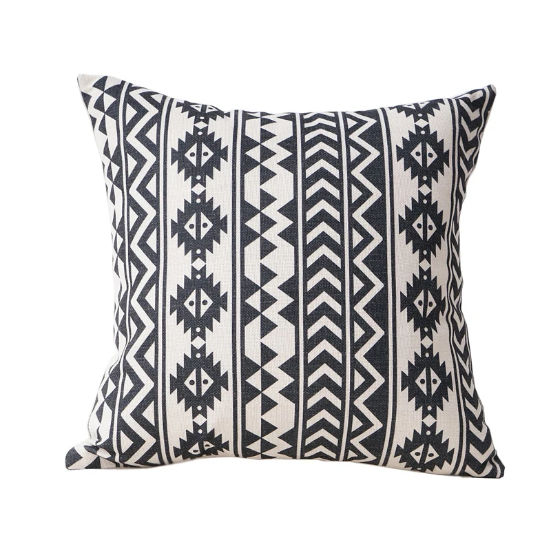 Aztec Cushion Cover Ethnic Throw Pillow Covers Black Geometric