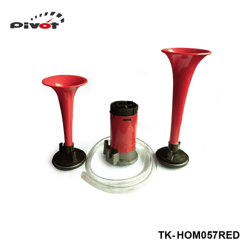 Pivot - 12V RED* TWIN TONE AIR HORNS KIT FOR CAR,BOAT,VAN,TRUCK LOUD HORN/TRUMPET SET TK-HOM057RED