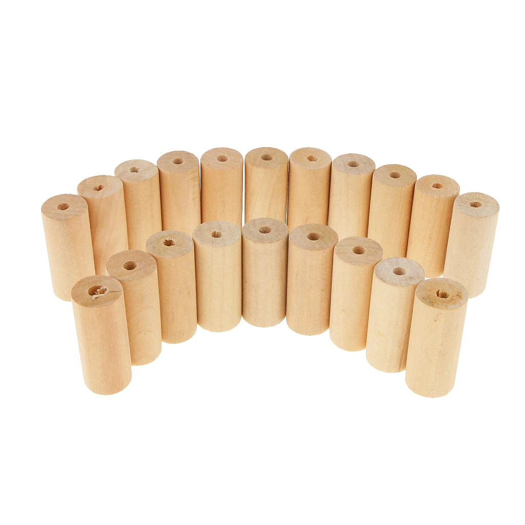 20 Pieces  Montessori Teaching Aids Material Wooden Beads Cylinder Unfinished Tube Bead DIY Crafts Toy 