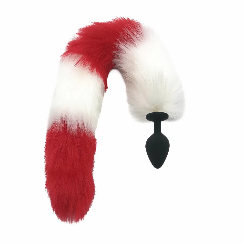 Силиконовая Анальная пробка черный лисий хвост Гладкий мех интимные игрушки для