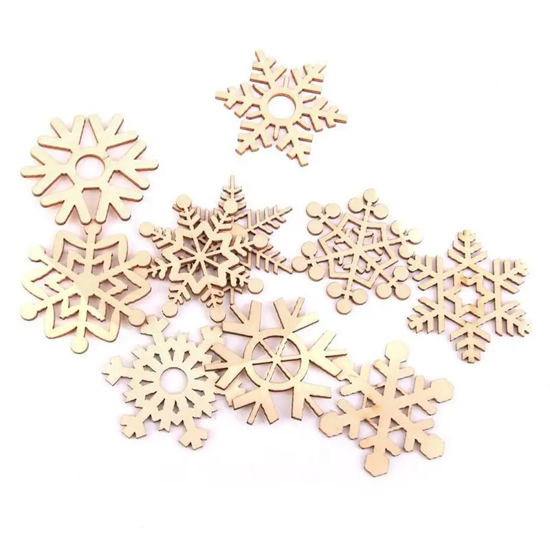 10 шт рождественские деревянные снежинки подвесное украшение Подвески(деревянный цвет