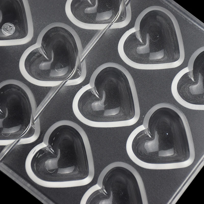 3D Chocolate Candy Bar Molds Forms Polycarbonate Heart Shape Tray Baking Pastry Bakery Tools Plastic for Chocolate Candy Mould
