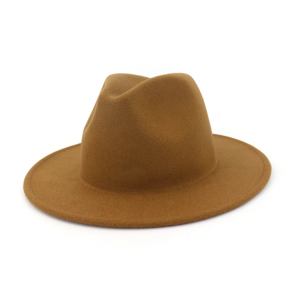 FS шерстяная черная шляпа для мужчин и женщин Элегантная широкополая мягкая фетровая шляпа Британский стиль зимняя винтажная церковная крестная шляпа Топ джаз шляпа - Цвет: FS1430 3