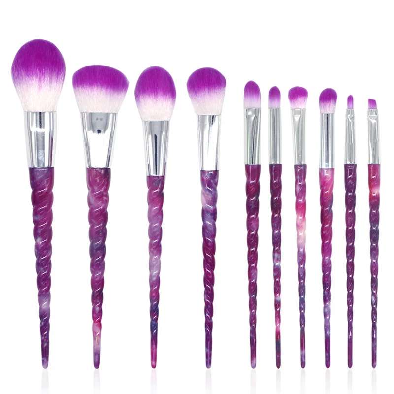 

GUJHUI 10pcs Unicorn Sky Stars Brush Foundation Blending Powder Eyeshadow Makeup Brushes Set Cosmetic Beauty Make Up Tools