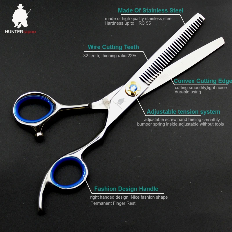 

30% Off Professional 6 inch barber Scissors Thinning Shear Japan 440C Hairdressing thinner cutting Scissors HT9121 haircut salon