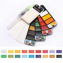 Solid Watercolor Paint Set With Paintbrush Bright Color Painting Pigment Set For Student Art Supplies Portable Drawing Brush