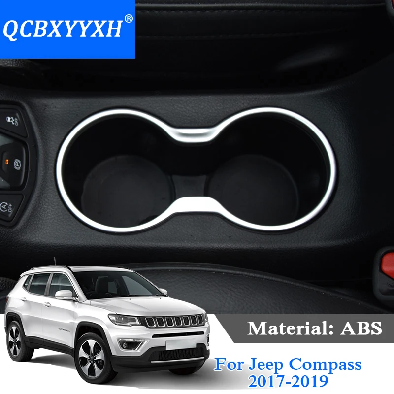 

QCBXYYXH ABS Car Styling For Jeep Compass 2017-2019 Front Cup Holder Sequin Interior decorative frame Cover Internal Accessories