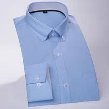 Высокое качество Мужская с длинным рукавом однотонное оксфордское платье рубашки на пуговицах-down Slim Fit Высокое Качество Мягкая Мода Мужская умная Повседневная рубашка