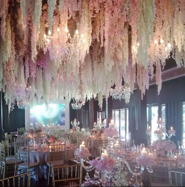 100 шт/партия элегантные белые лозы орхидеи каждая полоса 79 дюймов шелк искусственный цветок венки для Свадебные украшения