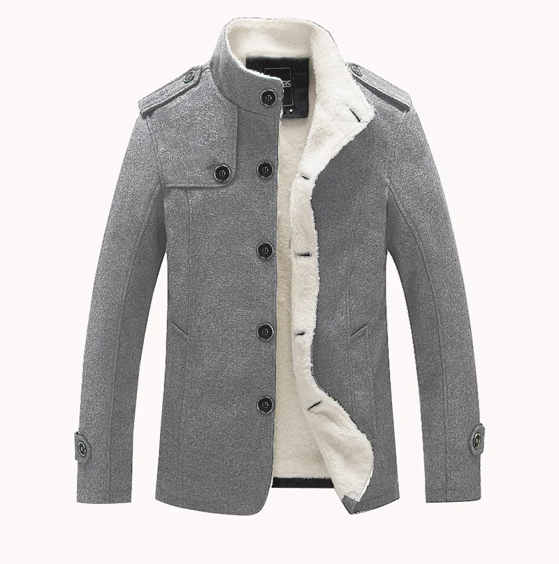 Мужские брендовые зимние шерстяные пальто BOLUBAO, Толстые мужские куртки высокого качества, мужские Модные Повседневные шерстяные пальто - Цвет: Light gray