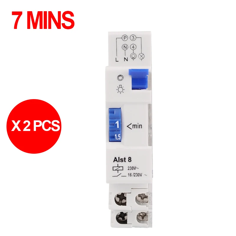 7 Minutes Staircase Lighting Timer Switch 220VAC DIN rail mounted, Free