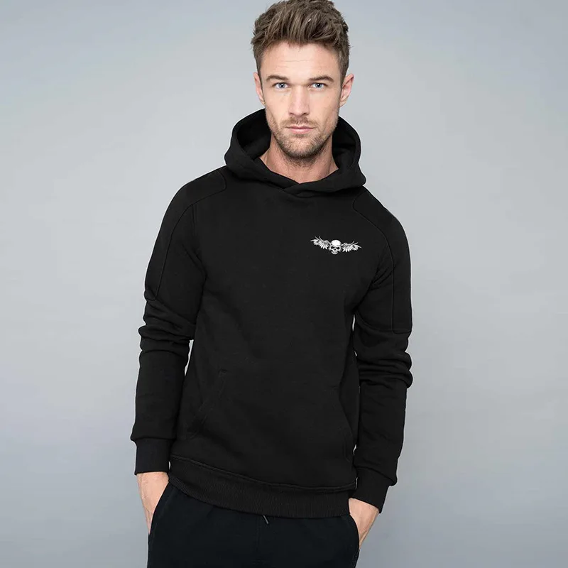 

2018 Autumn Winter New Skull print Sports Running Jackets Men's Long Sleeve Pullover Hike Outdoor Fitness Workout Hoodies Tops