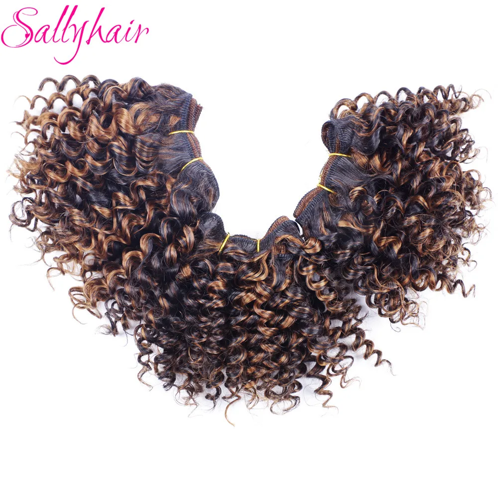Sallyhair Ombre Color Afro Kinky Curly Crochet Hair Weave Mixed Black Burgundy Synthetic Hair Extensions 3pclot Hair Weavings  (16)