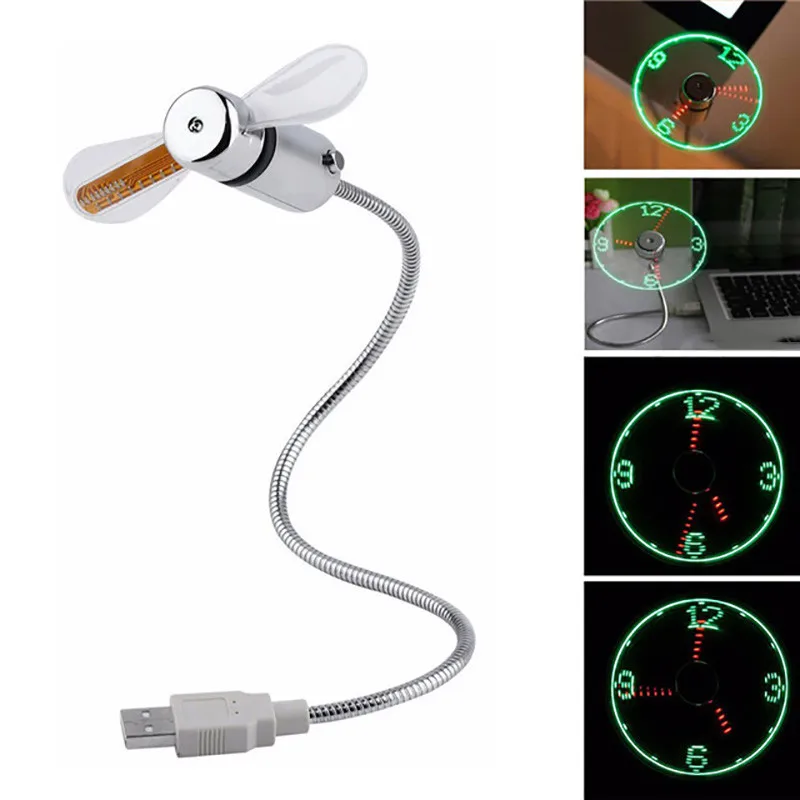 

Mini USB Fan Gadgets Flexible Gooseneck LED Light USB Cooling Flashing Temperature Display Fan for PC Laptop Notebook Desktop