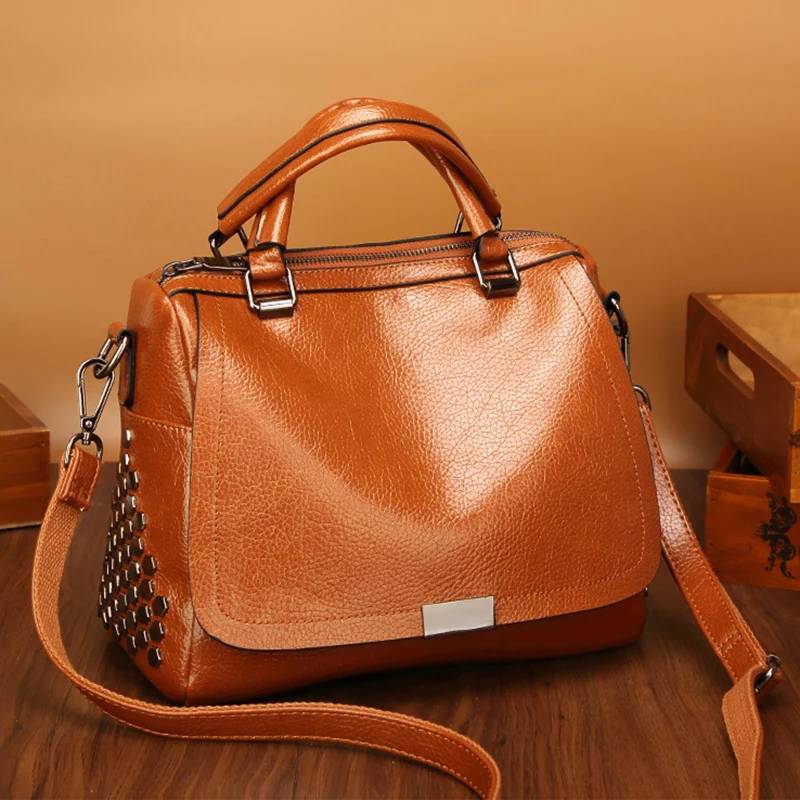 

New Summer Casual Small Women bag Handbag Fashion Rivet Leather Female Tote Shoulder bags Women's Messenger Crossbody bag 2018