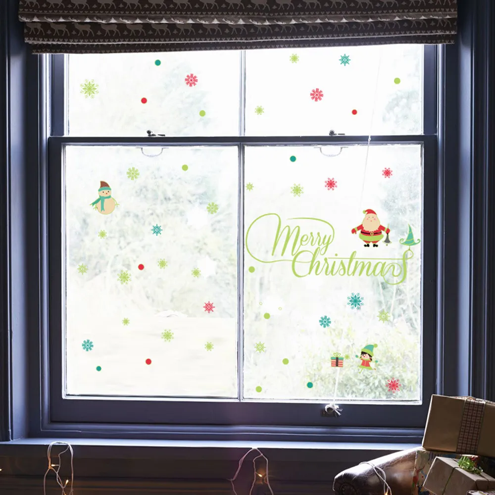 Merry Christmass Светящиеся Настенные наклейки Съемный магазин окна стикеры s тепло искусство наклейки для домашнего декора enfeies natal