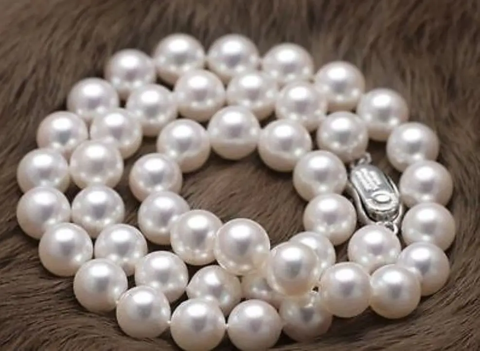 

FREE SHIPPING HOT sell new Style >>>> 9-10mm AAA+ natural south sea white pearl necklace 17inch