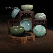 Низкая цена 6 шт. Китайский Longquan Celadon фарфоровые КИТАЙСКИЕ чашки и чайное блюдце чаша для чая 75 мл китайский заварочный чайник Celadon Crackle чайные чашки