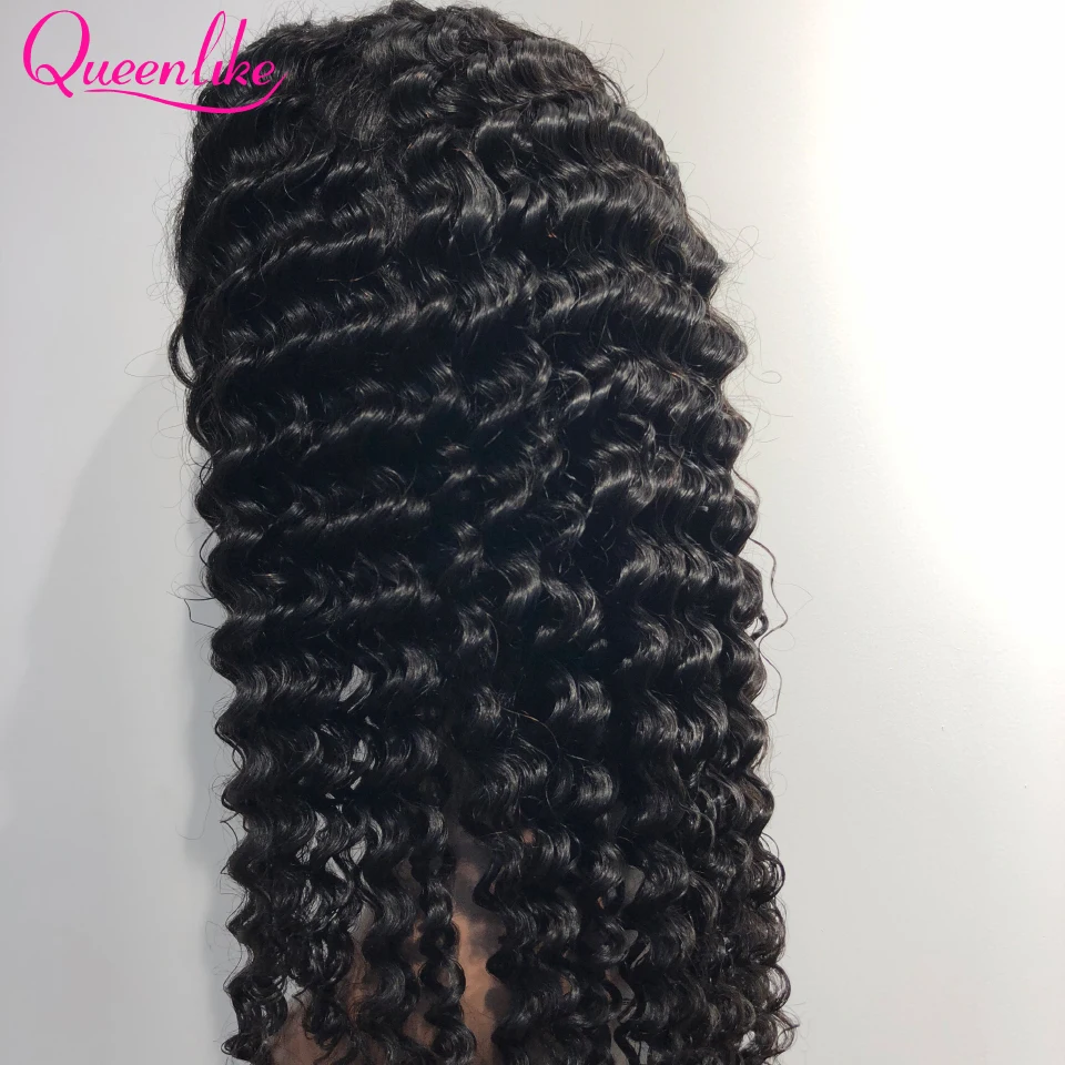 13X5 Lace Frontal Human Hair Wigs With Pre plucked Hairline For Black Women Queenlike Remy Brazilian Deep Wave Lace Frontal Wigs