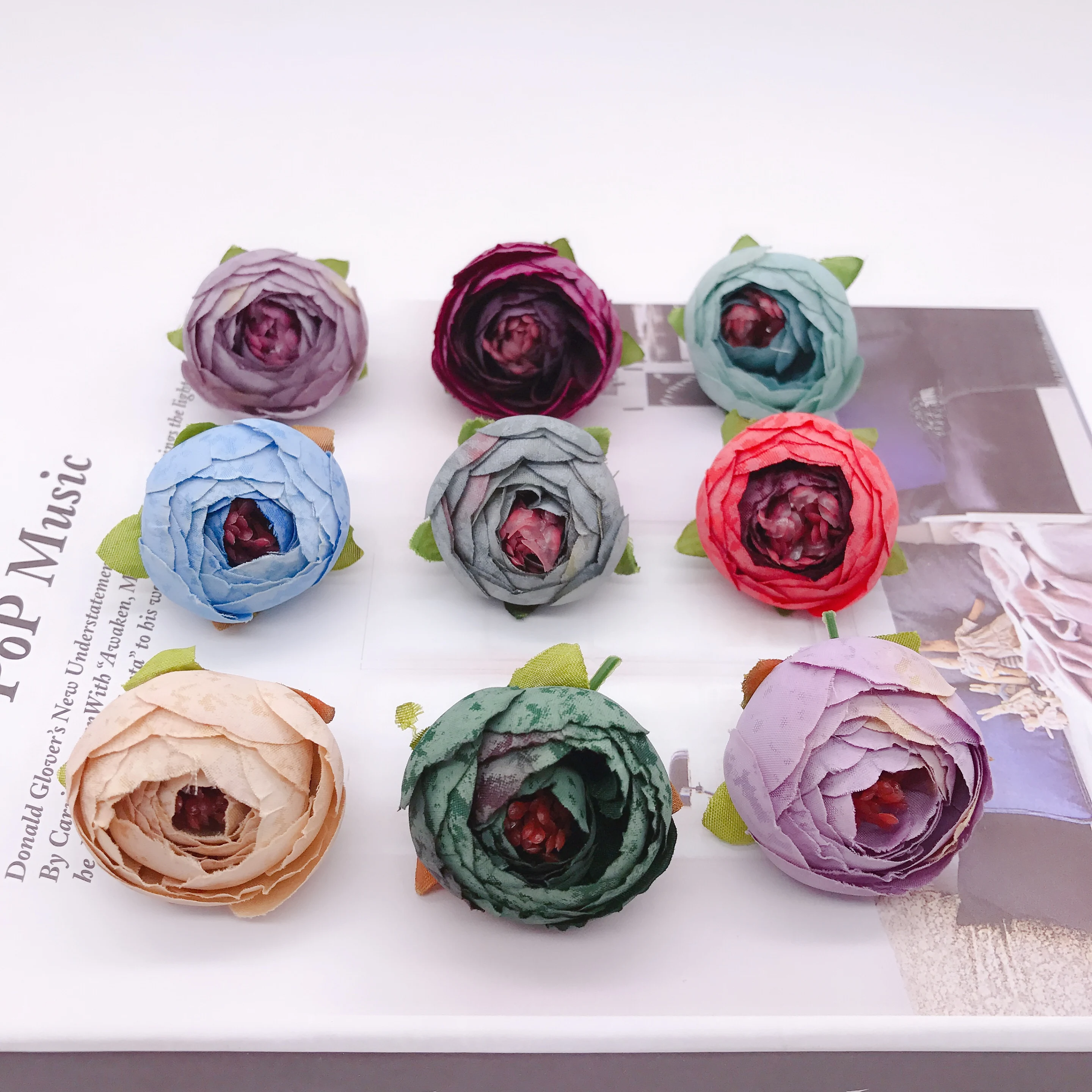 

5PCS/lot 3.5 cm cloth simulation rose bud artificial flowers home decoration artificial wedding handmade flowers small tea bags