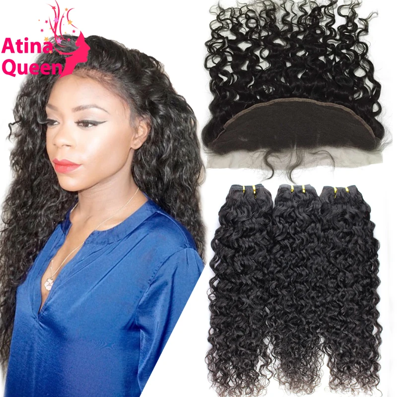 Ear To Ear Lace Frontal Closure With Bundles Wet And Wavy Remy Human Hair Malaysian Curly Water Wave Virgin Hair With Frontals Hair Highlights Dark Brown Hair Hair Titaniumhair Styler Hair Straightener Aliexpress