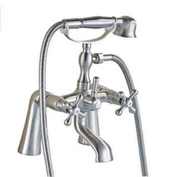 

Modern Brass Faucet Dual Handles Mixer Tap Brushed Nickel Brass Hand Shower