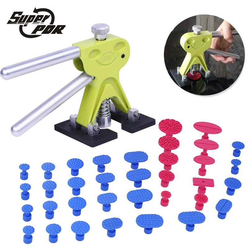 

PDR tools Paintless Car Hail Damage dent repair tools kit green dent puller with dent glue tabs for car body dent removal tool