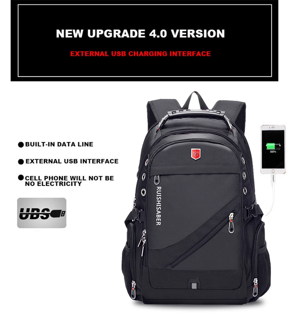 Oxford Swiss 17 Inch Laptop Backpack Men USB Charging Waterproof Travel Backpack Women Rucksack Male Vintage School Bag mochila