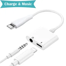 

For iPhone Adapter for Lightning to 3.5mm Jack Adapter for iPhone 7 Plus 8 10 X Charge Aux Audio Splitter otg Converter Adapter