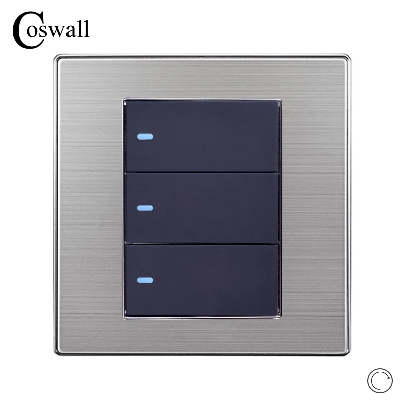 Coswall 3 Gang Reset Switch Electric Switch Momentary Contact Wall