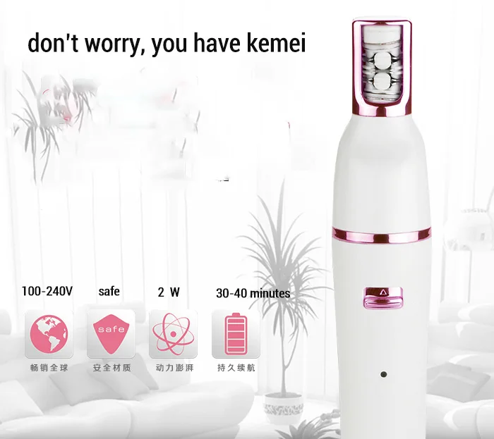 Máquina de Barbear Kemei Molhado Seco Feminino Barbeador Depilador Senhora Depilação Sobrancelha Nariz Trimmer Bikini Perna Axilas 7 In1 5 Kemei 7 in1 molhado seco feminino barbeador depilador máquina de barbear senhora depilação sobrancelha nariz trimmer